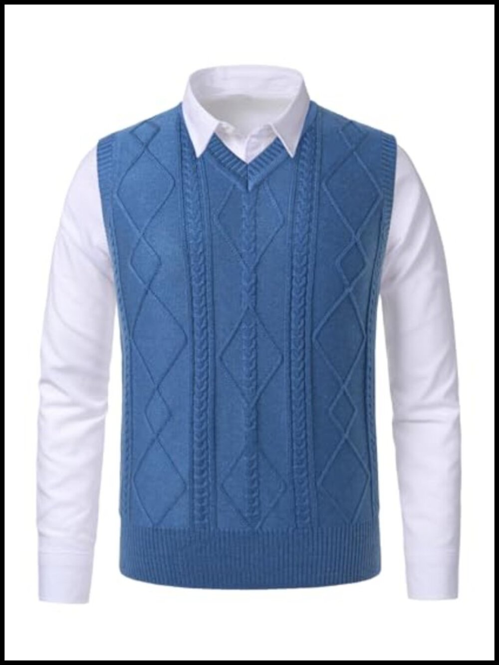 Men's Argyle Sweater Vest Classic V-Neck Knitwear Sleeveless Pullover Warm